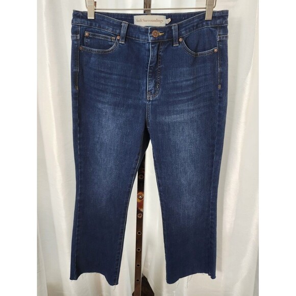 💥5 for $25! Soft Surroundings Denim Straight Jeans Sz 8P - Picture 1 of 12